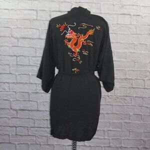 Vintage 90s Embroidered Dragon Kimono Robe